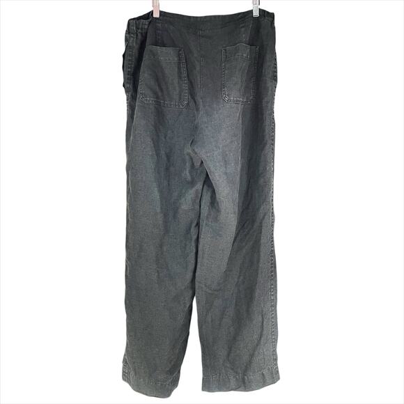 VINCE 100% Hemp Relaxed Wide-Leg Utility Pants in Dark Night Lake Black Size 14 - Picture 5 of 8